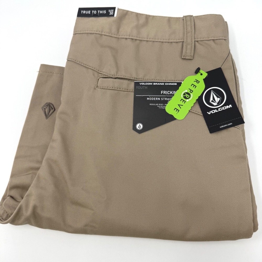 Volcom Youth Size 30 Frickin Modern Straight Chino Shorts Khaki Tan NEW
